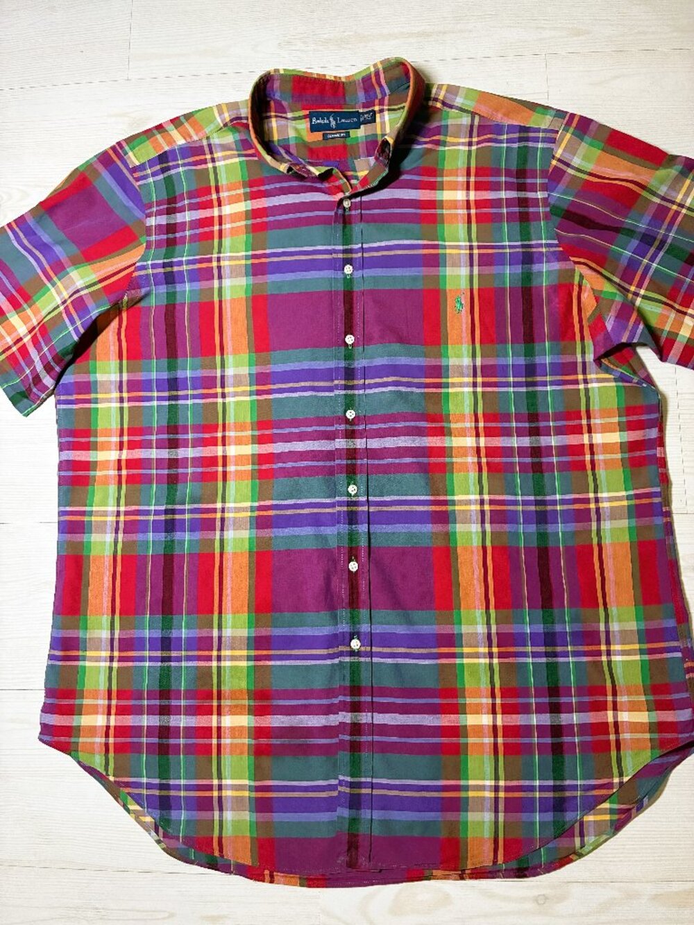 Polo Ralph Lauren Shirt Men 2XLT Tall Classic Fit Madras Plaid Short Sleeve